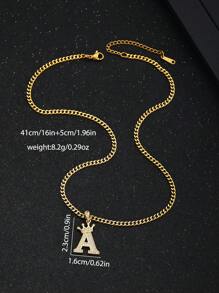 1pc Initial Lettet & Crown Pendant Chain Necklace A-Z Customized Name Alphabet Necklace For Boys Girls Family Friends Birthday Gift