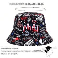 1pc Men's 'WHAT' Graffiti Bucket Hat, Fashionable Bucket Hat For Casual Wear, Spring/Autumn, Beach And Party Men's Sun Hat Summer Hat, Suitable For Summer Outdoor Activities Such As Hiking And Fishing