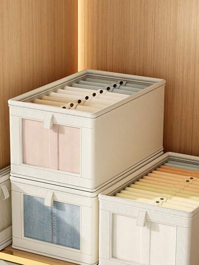 1pc Oxford Cloth Foldable Storage Box With Window And Lid, Portable Moisture-Proof Fabric Organizer For Clothes, Pants, Socks And Underwear, Suitable For Wardrobe Decorations Decor Festival Decor Room Decor Home Decor Decor Bedroom Decorbedroom,Organizer,Organiser,Home Storage,White T Shirt Women,Black Pants Women,Ladies Winter Clothes,Dress,Winter Clothes For Ladies,Elegant Woman Dresses,White Shirt For Ladies,Long Sleeve,White Jumpsuit For Women,Spring Dresses For Women,Spring Outfits For Women,Spring,Spring Clothes,Minimalist,Summer Tops