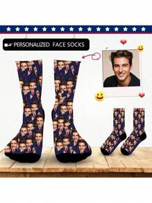 Tất in hình mặt người (1 đôi), tất cổ cao dành cho nam, có thể in bất kỳ khuôn mặt nào lên tất, những chiếc tất cá nhân hóa ngộ nghĩnh với hình ảnh những người đàn ông đẹp trai hoặc phụ nữ xinh đẹp, hoặc ảnh toàn thân, thích hợp làm quà tặng Ngày Valentine, sinh nhật và các dịp khác. - Nhiều màu - Xem 1