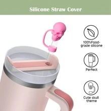 1pc/5PCS 3D Cute Skull Straw Cover Cap, 10mm Well Made Halloween Skull Shape Silicone Straw Cover Fit Straw Dust Proof Reusable Straw Topper