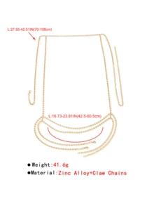 1pc Shiny Rhinestone Women Exaggerated Sexy Body Chain, Personalized Leg Decoration, Simple Dancing Party Waist Leg Chain - Heart Waist Necklace - View 9