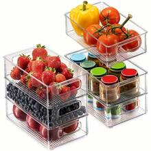 6 Pieces Stackable Fridge & Freezer Organizer Bins - Transparent Food Storage Containers For Efficient Kitchen & Pantry Organization, Multi-Purpose For Bathroom & Bedroom, 10-Inch,Kitchen Storage & Organization,Organizer,Organiser,Decor,Decorations - Multicolor - View 4