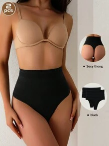 Conjunto de 2 piezas de ropa interior sexy en forma de triángulo G de control del abdomen y moldeo corporal de cintura alta para mujeres