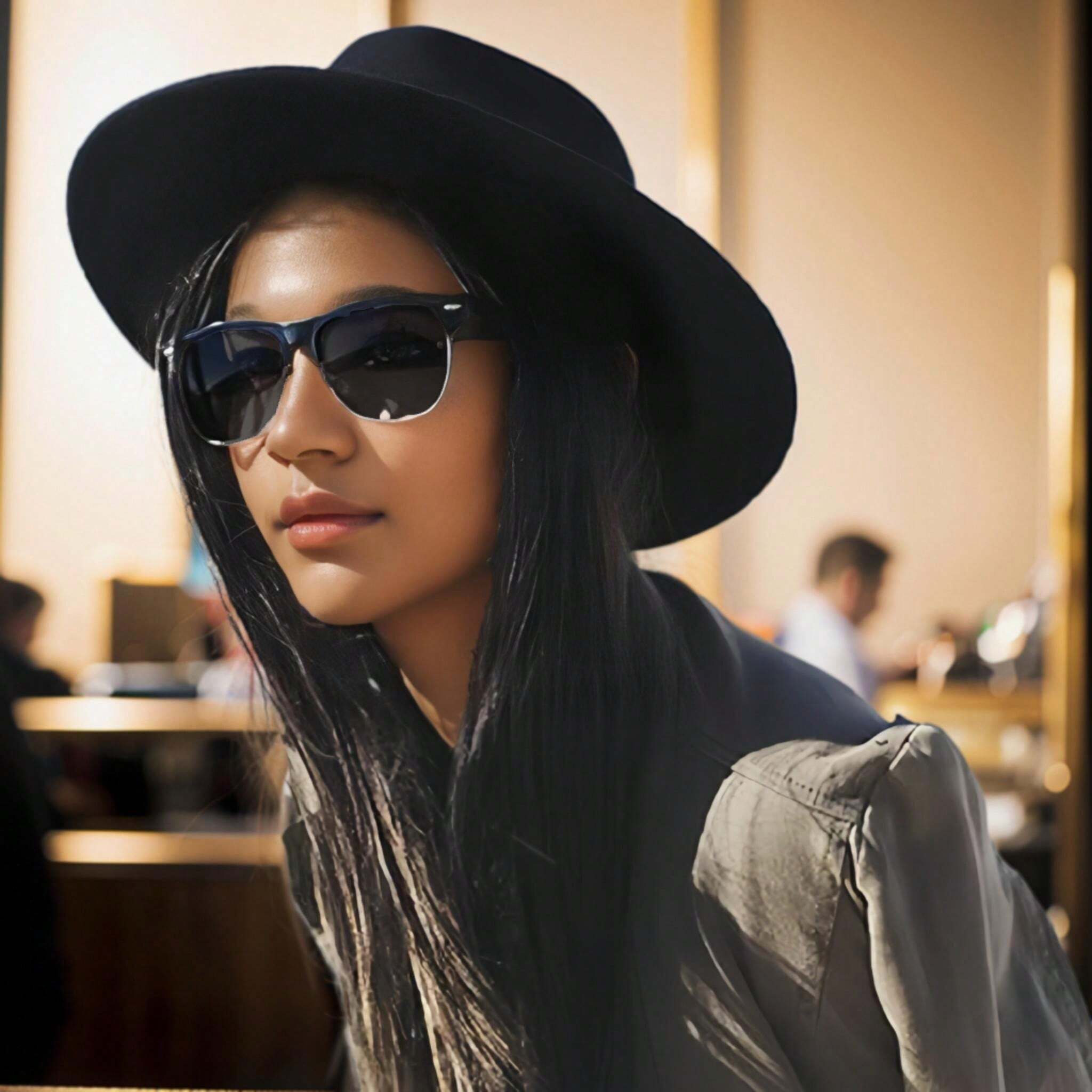 1pc SemiRimless Sunglasses, Men's Gold Half Rim Metal Sunglasses With