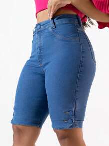 Women Denim Shorts - Rửa trung bình - Xem 1