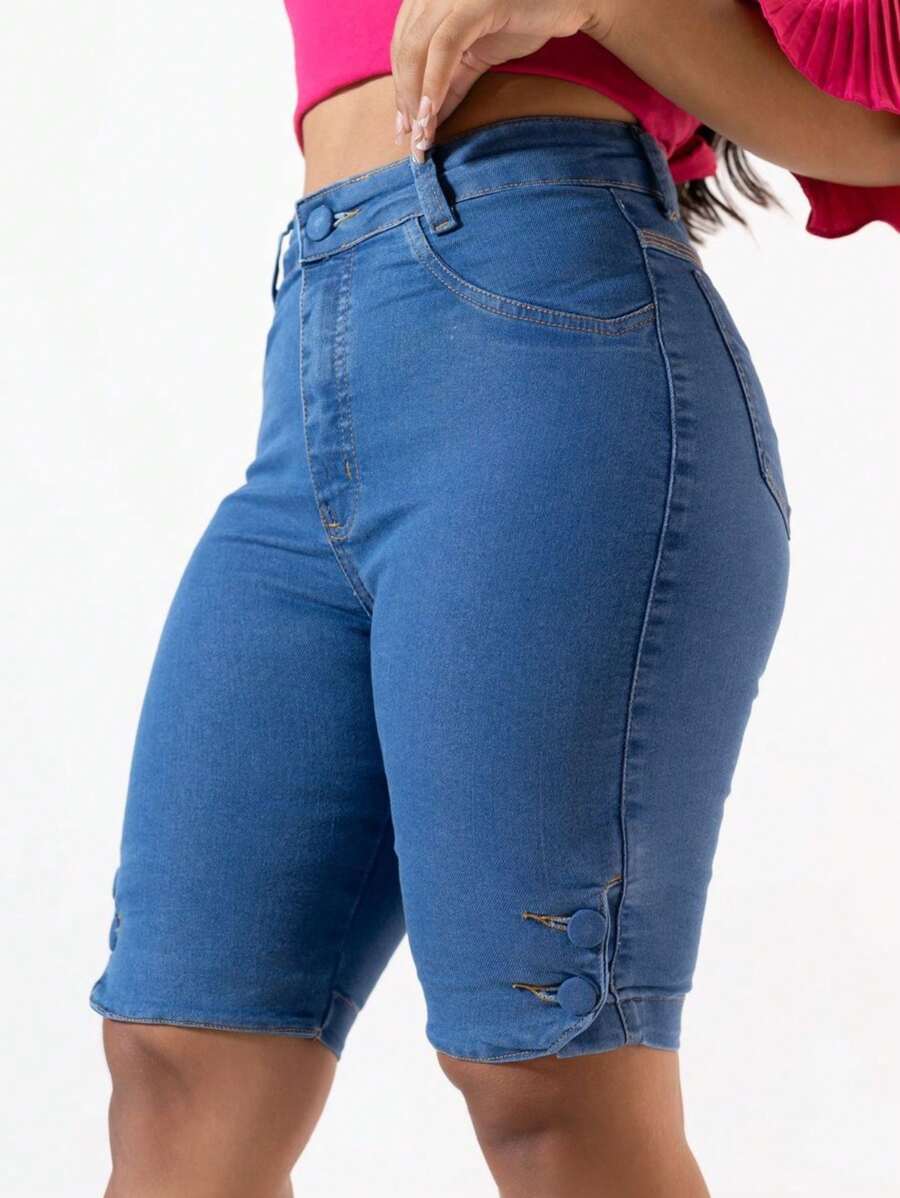 Women Denim Shorts - Rửa trung bình - Xem 1