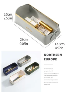 Luxury Leather Storage Box With Golden Edge For Makeup, Jewelry, Keys, Small Items, Etc.