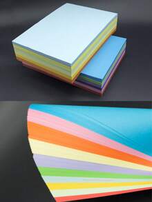 100 Sheets 10 Colors Hard Cardboard Paper For DIY Paper-Cutting Origami Printing A4 Colored Printing Paper, 70g - Multicolor - View 3