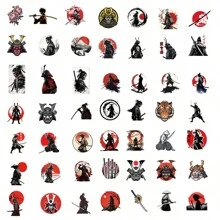 50 peças Adesivos de Grafite de Samurai de Desenho Animado para Notebook DIY, Telefone, Tablet, Capacete, Guitarra, Decoração de Bagagem