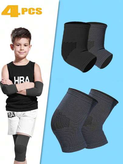4pcs BOSONER Children/Teenagers Universal Knee Pads, Elbow Pads, Wrist Guards Protectives Set For Roller Skates, Skateboards, BMX Bike, Inline Skate, Scooter, Cycling, Etc.