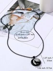 قلادة الذئب الواحدة اللامعة، قلادة الكابوشون السوداء اللامعة في الظلام للرجال، هدية مضيئة للأب