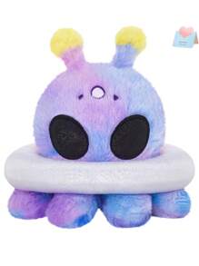 1pc Multi-Color Cartoon Green Alien Plush Toy Doll With Purple UFO, Cute And Creative Stuffed Alien Pillow,Home Decoration