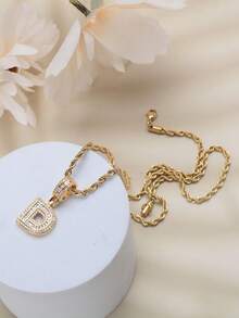 26 cái/bộ Vòng cổ chữ cái đầu tiên màu vàng dành cho nữ, thích hợp cho các tác phẩm thủ công - Vàng - Xem 5