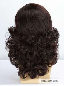 16 Inch Shawl Large Wave Roll Chemical Fiber Hair For With Bangs Fashion Men Synthetic Wig For Daily Or Holiday Party Halloween Costume Party Wear