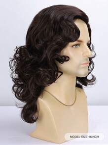 16 Inch Shawl Large Wave Roll Chemical Fiber Hair For With Bangs Fashion Men Synthetic Wig For Daily Or Holiday Party Halloween Costume Party Wear