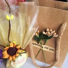 100pcs, DIY Simulation Sunflowers With Stems - Perfect For Gift Bags, Candy Boxes, And Mini Bouquets - Realistic Paper Flowers For Any Occasion Party Decor Supplies, Valentine Day, Gift Gifts Birthday Graduation