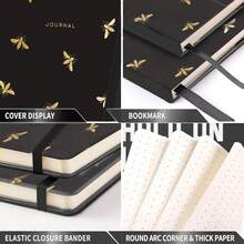 1 Sổ tay/Nhật ký có thước kẻ - Sổ tay viết cổ điển bằng giấy dày giả da cao cấp có túi + Ngăn chia trang Quà tặng, có dây buộc, bìa cứng, - màu đen - Xem 4