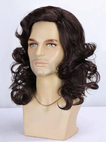 16 Inch Shawl Large Wave Roll Chemical Fiber Hair For With Bangs Fashion Men Synthetic Wig For Daily Or Holiday Party Halloween Costume Party Wear