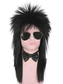 Morvally Parrucche cosplay unisex per capelli lunghi neri stile anni