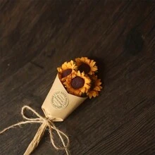 100pcs, DIY Simulation Sunflowers With Stems - Perfect For Gift Bags, Candy Boxes, And Mini Bouquets - Realistic Paper Flowers For Any Occasion Party Decor Supplies, Valentine Day, Gift Gifts Birthday Graduation