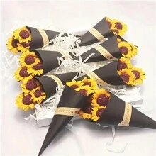 100pcs, DIY Simulation Sunflowers With Stems - Perfect For Gift Bags, Candy Boxes, And Mini Bouquets - Realistic Paper Flowers For Any Occasion Party Decor Supplies, Valentine Day, Gift Gifts Birthday Graduation