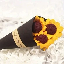 100pcs, DIY Simulation Sunflowers With Stems - Perfect For Gift Bags, Candy Boxes, And Mini Bouquets - Realistic Paper Flowers For Any Occasion Party Decor Supplies, Valentine Day, Gift Gifts Birthday Graduation