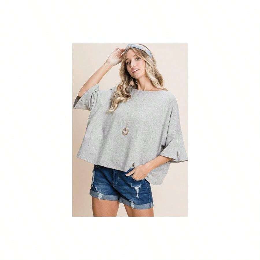 Solid Cotton Casual Top