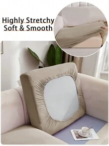 1pc Solid Color Highly Elastic Spill-Resistant Sofa Cover, 4-Season Dust And Stain-Resistant Removable Washable Decor Slipcover For Living Room, Polyester Sofa Cushion Cover And Backrest Cover
