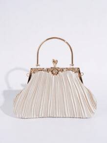 Vincy Glitter Handbag Ruffle Clutch Bag For Banquet/Party/Dance, Handmade Evening Purse, European & American Style Women Bag, Fashionable & Versatile - Apricot - View 3