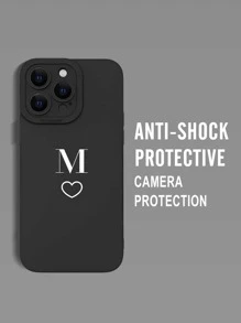 Apple Letter Graphic Phone Case Compatible With IPhone 11,IPhone 13,IPhone 14 Pro Max - Black and White - View 5