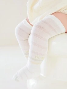 3 Cặp/gói Tất Cao Đến Đầu Gối Cho Bé, Tất Lưới Chống Muỗi Siêu Mỏng Thoáng Khí Mùa Hè Có Còng Chống Trơn Trượt Cho Bé Trai Và Bé Gái (0-6M)(6-12M)(1-2) Tuổi - Nhiều màu - Xem 4
