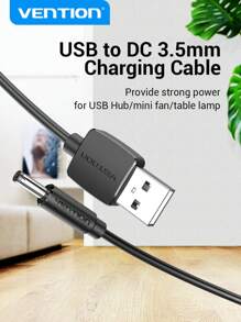 VENTION USB 转直流 3.5mm 直流 5V 电源插头 USB A 型连接线 USB 转 5V 电源线 USB 转直流电源插头插孔线 兼容台灯、USB 集线器、电动牙刷、电视盒、迷你音箱、面部清洁工具 - 黑色 - 查看 1