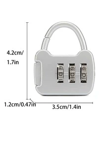 1 Peça Cadeado de Senha, Mini Cadeado Pequeno Antifurto, Cadeado Antifurto para Mochila, Gaveta, Armário de Armazenamento, Cadeado de Senha Antifurto, Aparência Compacta, Corpo do Cadeado Espessado, Antifurto, Antitentativa de Arrombamento, Sem Chave, Senha de Três Dígitos, Materiais Selecionados, Resistente e Durável, para Casa e Viagem, Prateado. - Prata - Visão 7