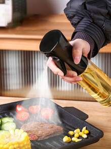 1個按壓式油噴瓶，家庭廚房油霧器，帶防塵蓋，適用於烹飪 - 黑色 - 查看 2