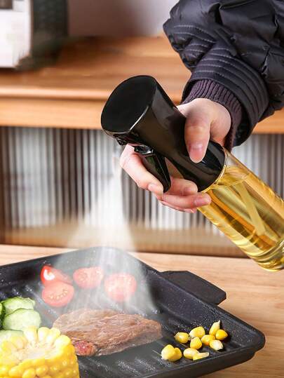 1個按壓式油噴瓶，家庭廚房油霧器，帶防塵蓋，適用於烹飪