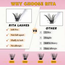 RITALASH RITALASH 640PCS Lash Clusters Book DIY Eyelash Extensions  Clusters Lashes Book  D Curl LASH Mega Volume Individual Lashes Eyelash Clusters Extensions Wispy Lashes Cluster DIY At Home Lash Clusters, Eyelash Clusters, Individual Eyelashes, Lashes, Fake Lashes