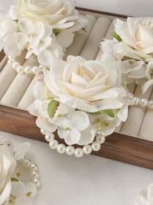 6pcs Deluxe Rose Flower With Pomander Ball Wrist Corsage, Ideal For Wedding, Party, Evening, Prom, Anniversary, Travel Valentine's Day - A - View 5