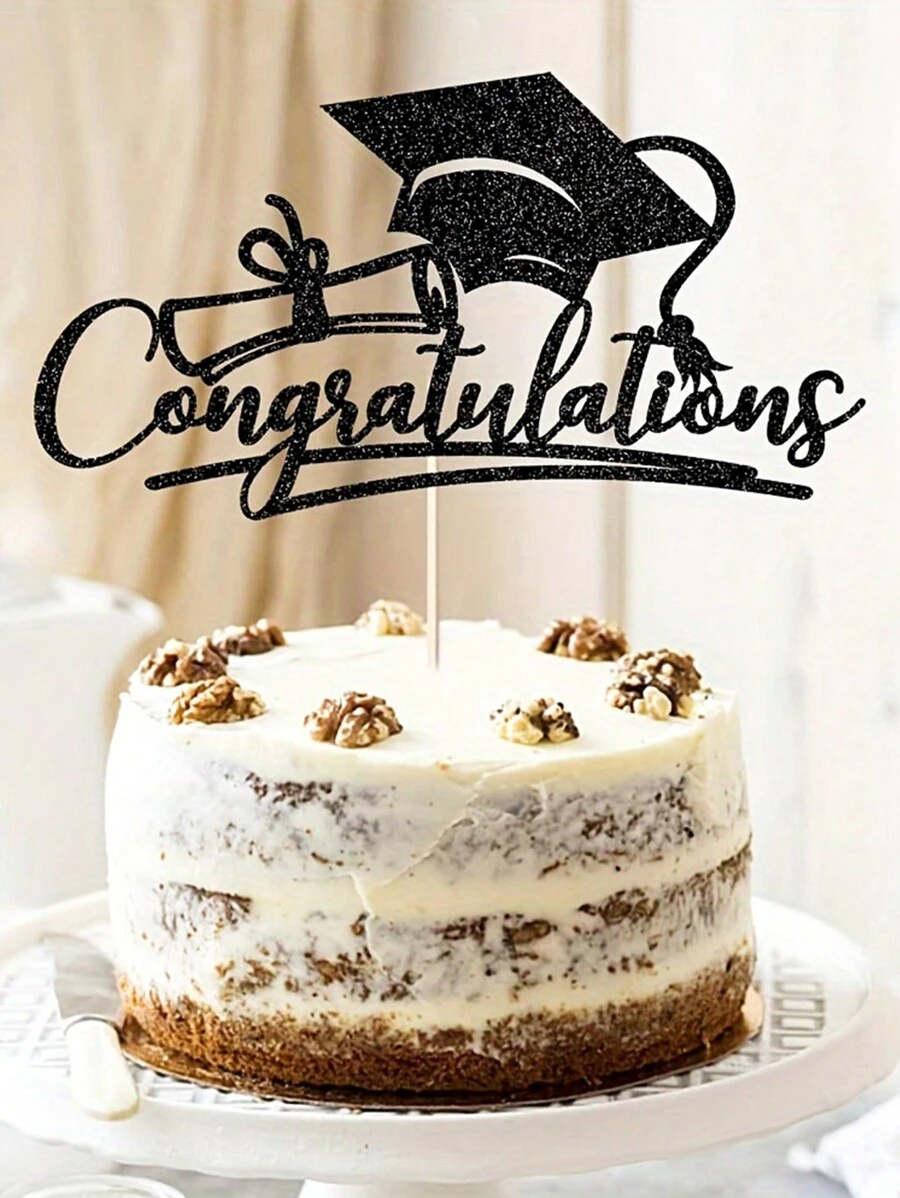 畢業慶祝蛋糕插入式祝賀蛋糕上層裝飾，應用於學生畢業派對蛋糕裝飾、畢業季大學高中畢業生慶典攝影道具、畢業季裝飾用品 - 彩色 - 查看 1