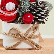 1pc Mini Desktop Christmas Tree, 9 Inch Artificial Potted Plant For Home Party Thanksgiving Christmas Decor, Indoor Christmas Party Decoration, Halloween, Halloween Decoration - Red - View 5