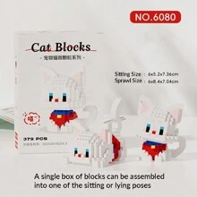 圣诞装饰宠物猫迷你积木，动物模型积木，橙猫，三色猫，银色渐变，白猫，无毛猫，布娃娃猫，暹罗猫，牛猫，黑猫，成人和青少年的家庭办公室布置装饰，生日礼物房间装饰 - 彩色 - 查看 12