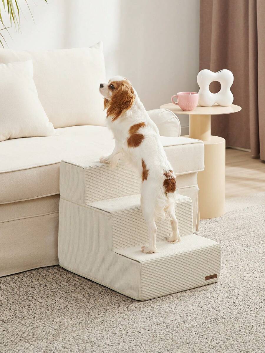 Lesure Dog Stairs For High Beds And Couch - Extra Wide Pet Stairs For Large/Medium/Small Dogs And Old Cats, Foldable Dog Steps With CertiPUR-US Certified Foam And Non-Slip Bottom - 米色 - 查看 1