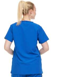 Modern Women's V-Neck Scrub Top – Breathable 4-Way Stretch With Multi-Pocket Utility Design - 寶藍色 - 查看 3