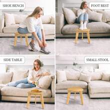 Bamboo Shower Stool For Shaving Legs,12 Inch Non-Slip Waterproof Shower Stool For Shaving Legs Small Corner Shower Foot Rest Bathroom Bath Seat Spa Foot Rest Shaving Stool, Black