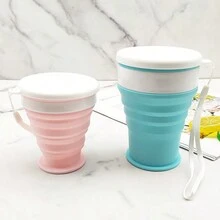 1 pieza Vaso plegable de silicona portátil de 200ML multicolor, vaso colapsable para viajar al aire libre y acampar, vaso de café de plástico para estudiante - Taza de agua plegable de colores - Ver 5