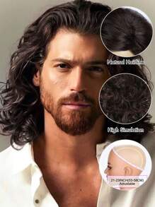 16 Inch Shawl Large Wave Roll Chemical Fiber Hair For With Bangs Fashion Men Synthetic Wig For Daily Or Holiday Party Halloween Costume Party Wear