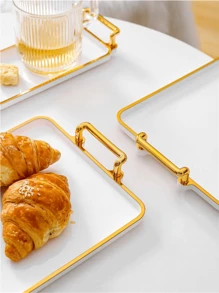 1 khay đựng đồ tráng miệng bằng nhựa, đĩa đựng thức ăn phong cách châu Âu dùng để trang trí tiệc tùng tại nhà, nhà bếp, quà tặng Giáng sinh - Màu trắng sữa - Xem 8