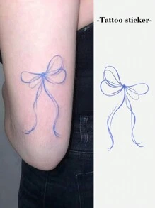 1 件临时蝴蝶结和绳结图案纹身贴纸，男女皆宜；防水防汗、一次性 - 彩色 - 查看 1