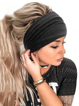 1 st leopardmönster och enfärgat elastiskt stretchigt sportyoga-pannband, brett hårband, svettabsorberande, elegant europeisk stil, perfekt för träning, löparturban-pannband, hårband höstvinter håraccessoarer för kvinnor för semesterkläder kvinna elegant halsduk dambandanas mjuk huvudbonad