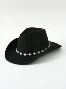 1入女士卷邊牛仔帽，騎士風格，纖細腰帶點綴，經典英式爵士平頂帽，單色不分男女針織帽 - 彩色 - 查看 23